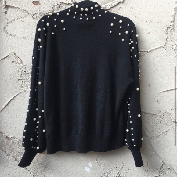 Charter Club Cashmere Imitation Pearl Embellished Sweater in black size 1X - Picture 4 of 10